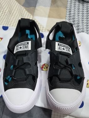 Converse Kids Black and White Cutout All Star Sneakers